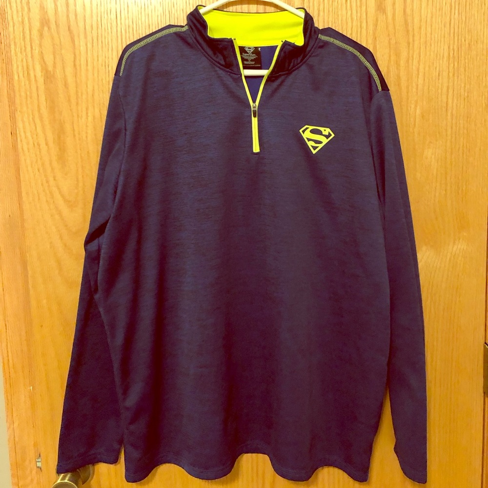Navy and Chartreuse Superman quarter zip